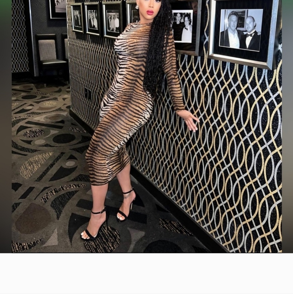 Tiger print midi bodycon dress